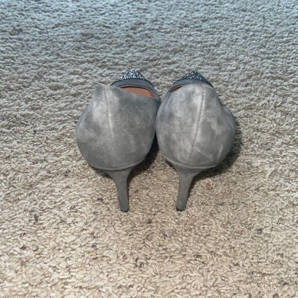 J.Crew Collection Suede Heel w/Silver Glitter Toe Sz Worn Once - Picture 2 of 5